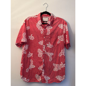 Denim & Flower Custom-Made Red Floral Hawaiian Shirt